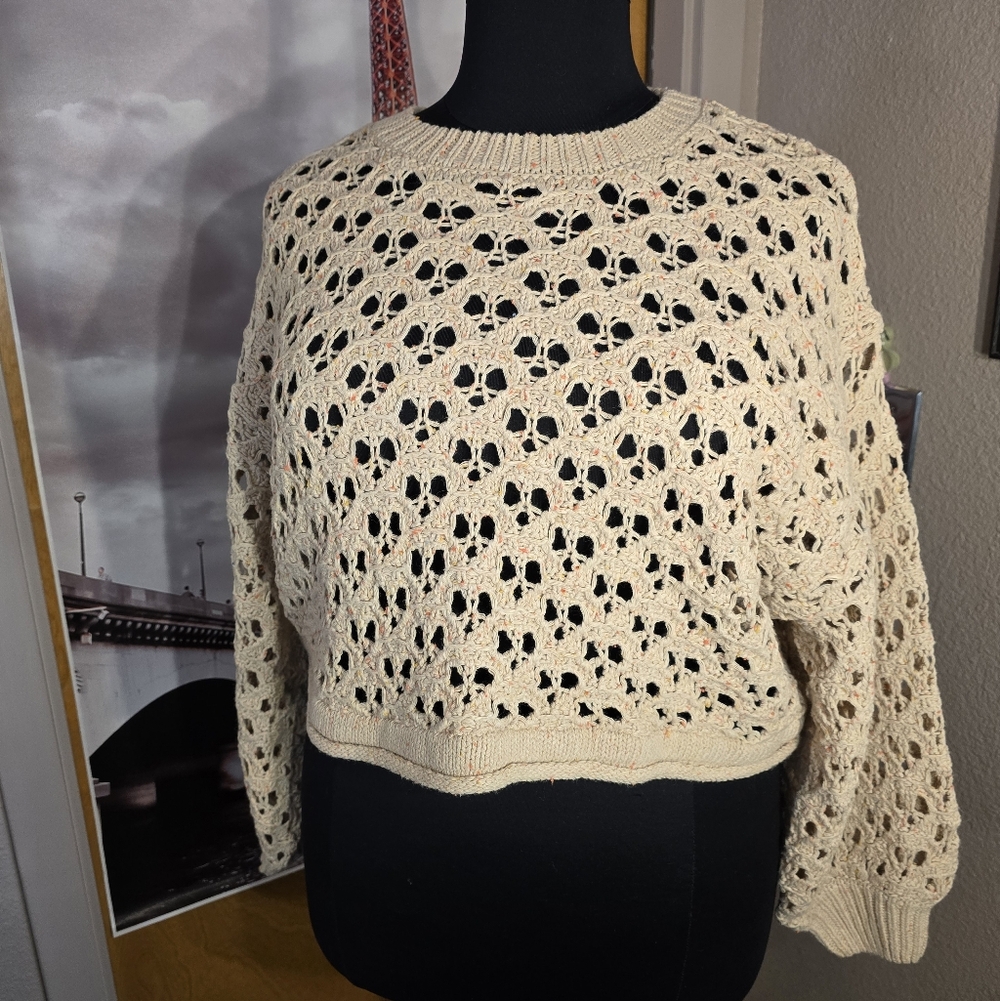 #0569 🧜♀️ L/XL ZENANA Lt Mocha Sweater w/Speckles 30-33ptp 22L Balloon Slvs - Picture 6 of 16